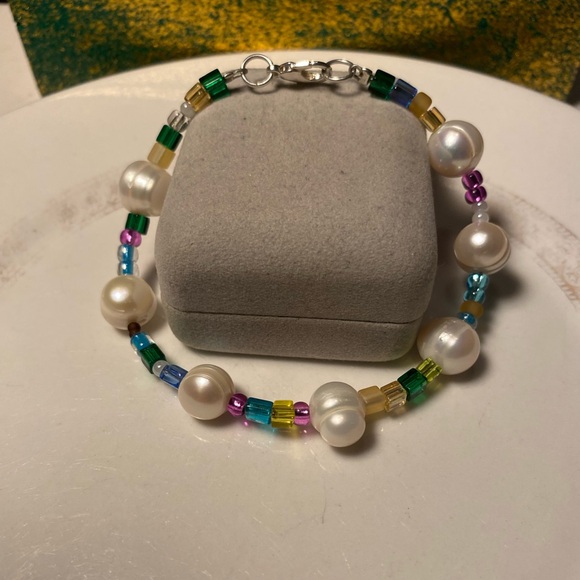 💛 Tara Designs handmade large cultured fresh water pearls anklet / bracelet. - Picture 4 of 4